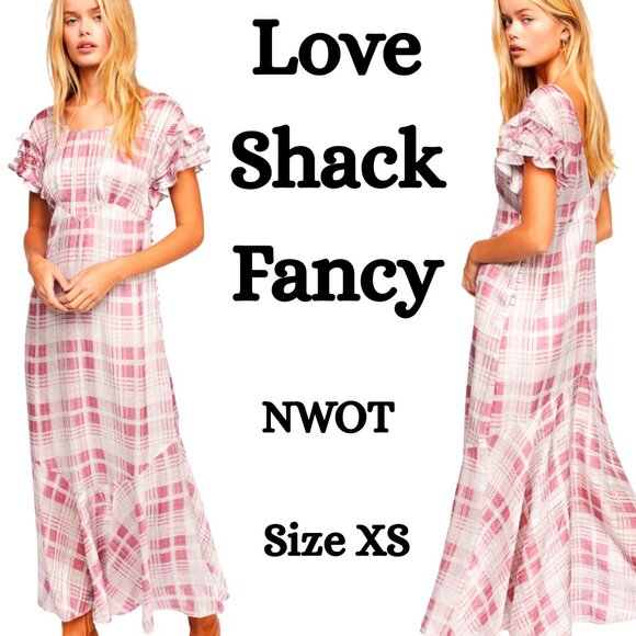 LoveShackFancy Dresses & Skirts - LoveShackFancy Plaid Silk Ruffle Maxi Dress - XS - NWOT